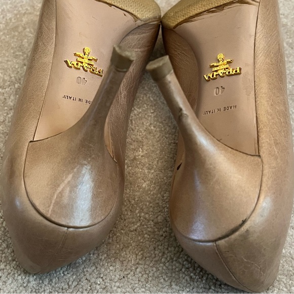 Prada Leather Cream Round Toe Heel 10 - Picture 7 of 10